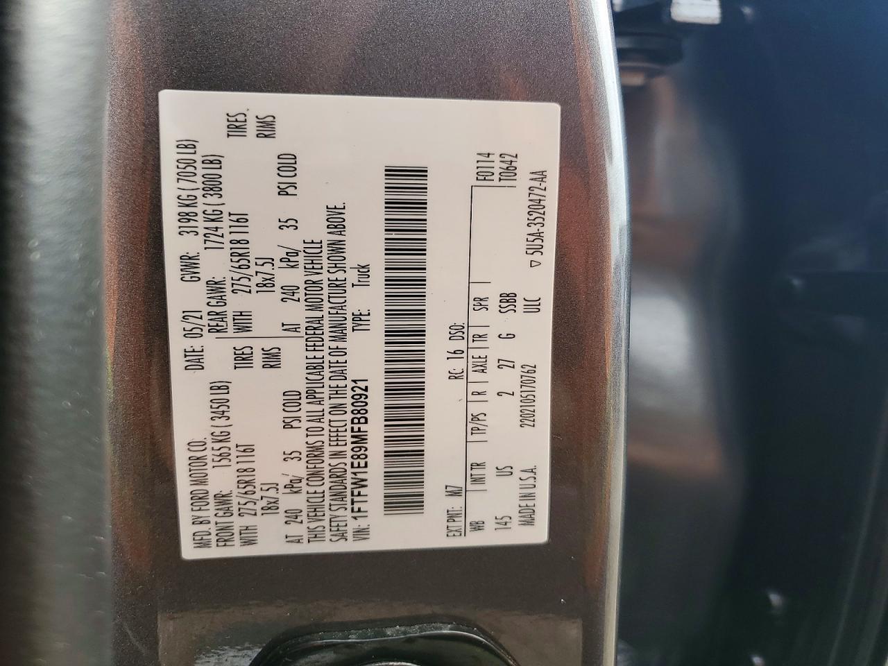 2021 Ford F150 Supercrew