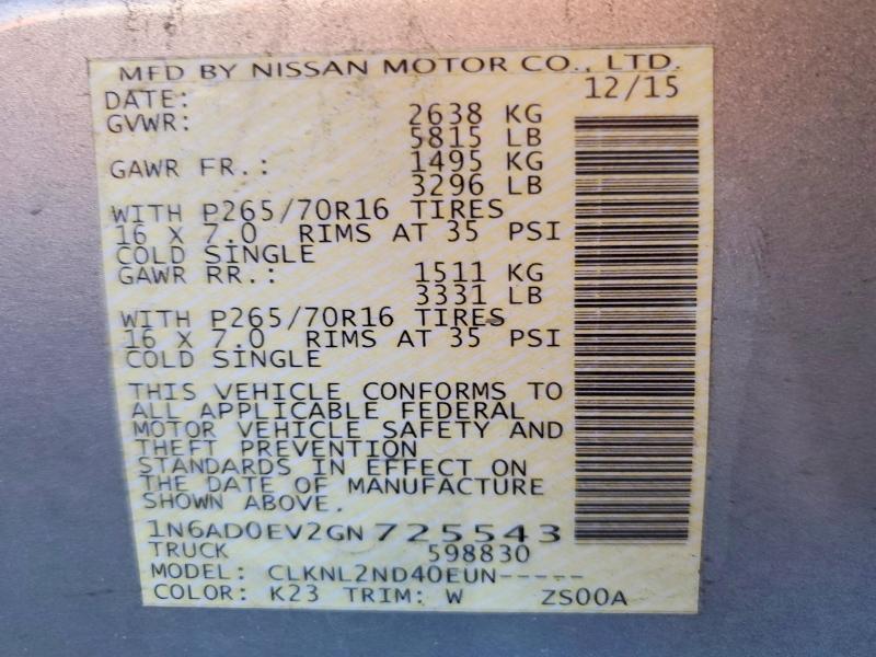 2016 Nissan Frontier SV