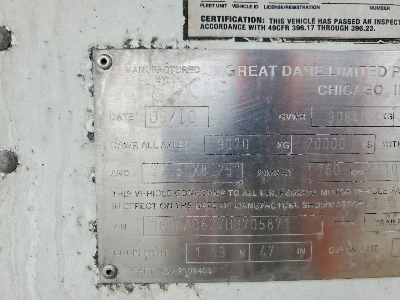 2011 Great Dane Refrigerated Van Trailer