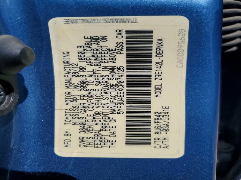 2012 Toyota Corolla le