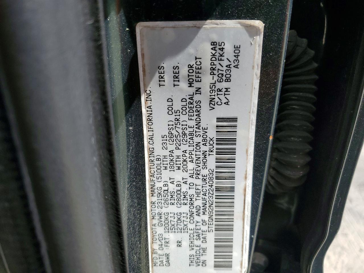 2003 Toyota Tacoma Prerunner V6