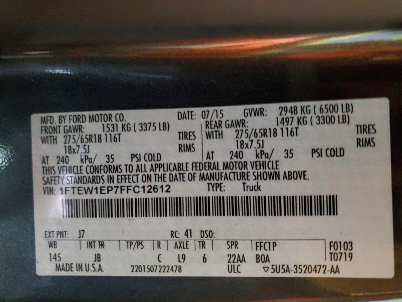 2015 Ford F150 Supercrew