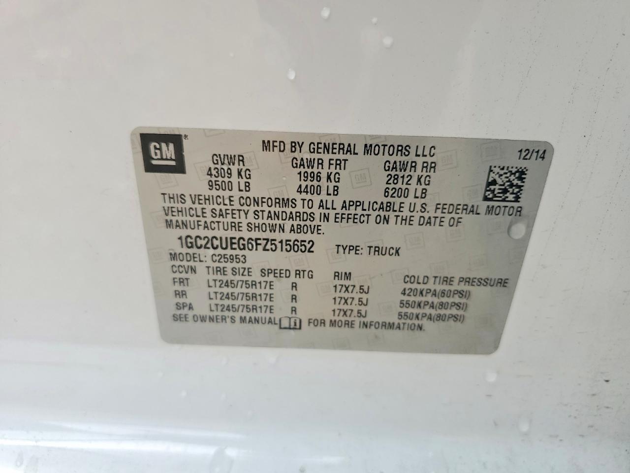 2015 Chev Rolet Silverado 2500 Utility / Service Truck