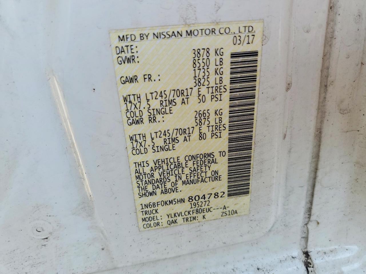 2017 Nissan NV 1500 Delivery Van