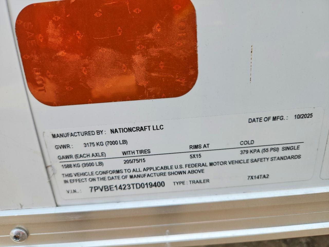 2026 Nati Oncraft LLC 7X14TA2 Enclosed Cargo Trailer