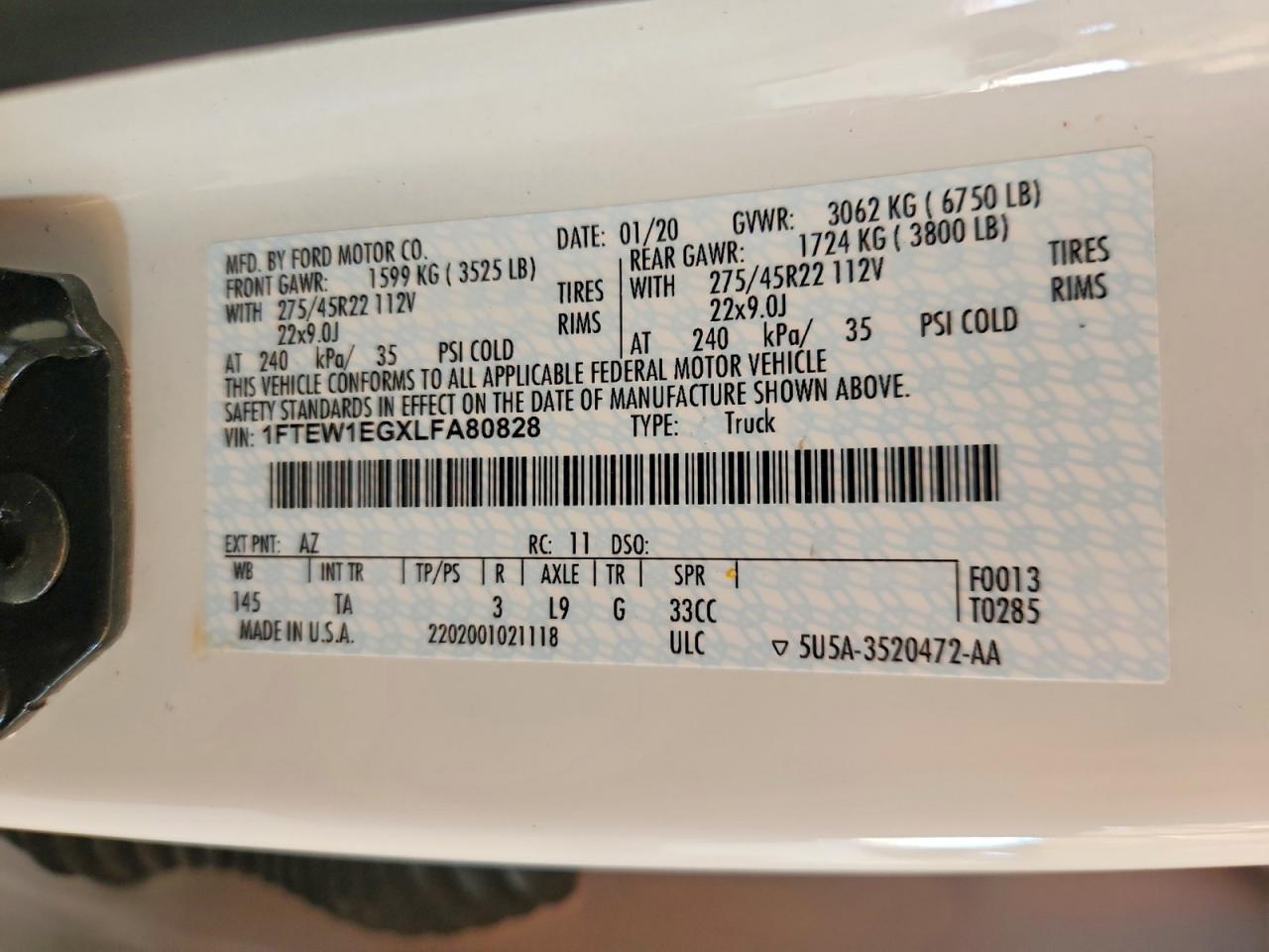 2020 Ford F150 Supercrew