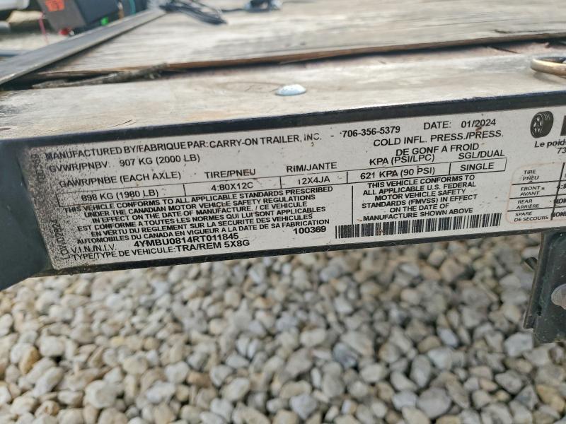 2024 Carry-On Y-ON 5X8G Utility Trailer