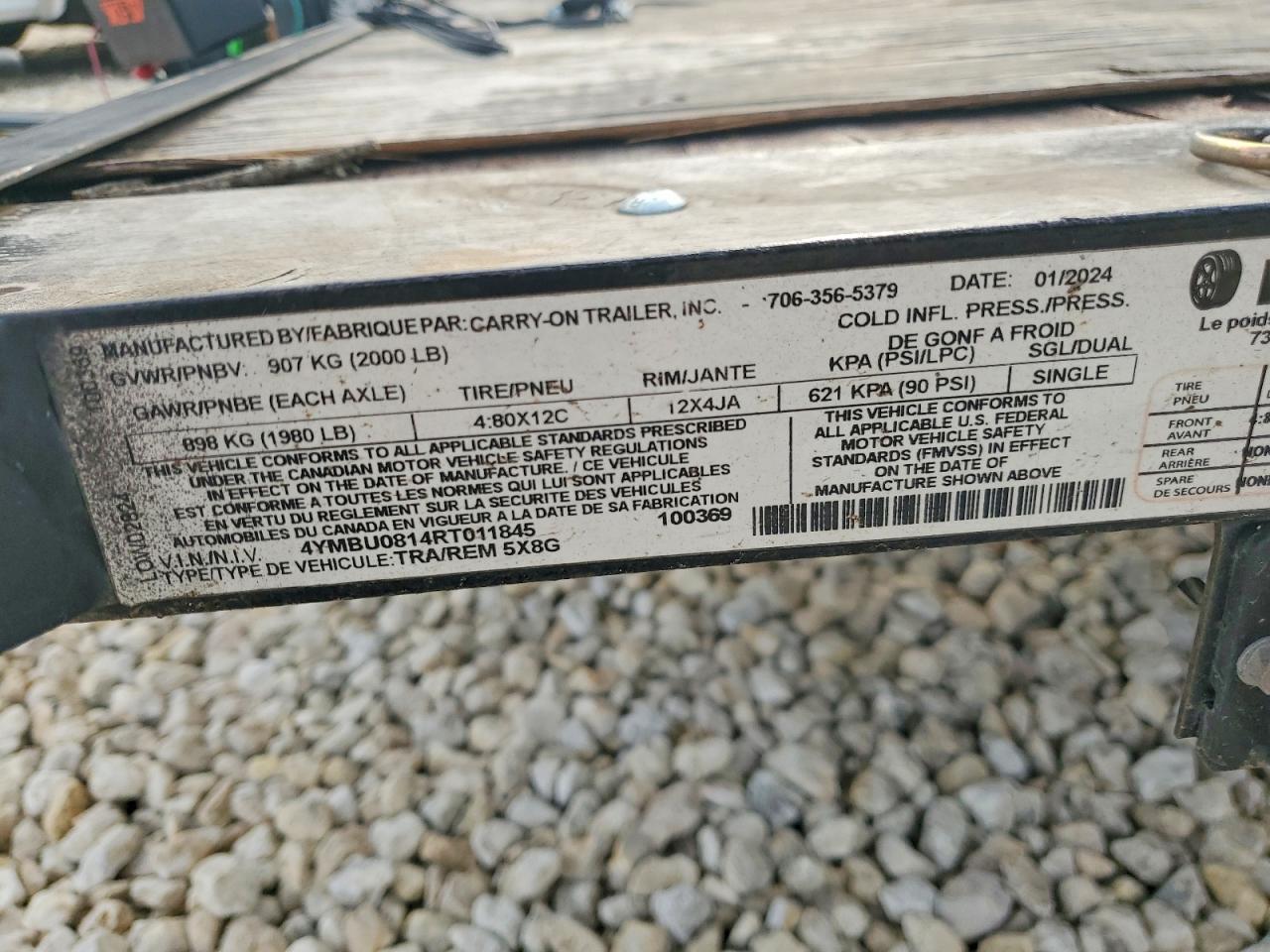 2024 Carry-On Y-ON 5X8G Utility Trailer