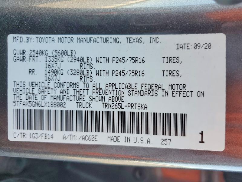 2020 Toyota Tacoma SR