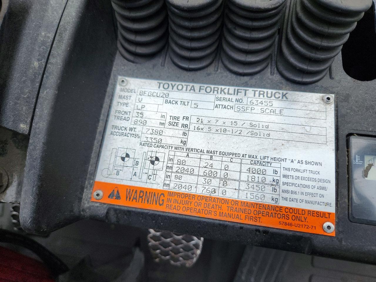 2014 Toyota TA 8FGCU20 Forklift