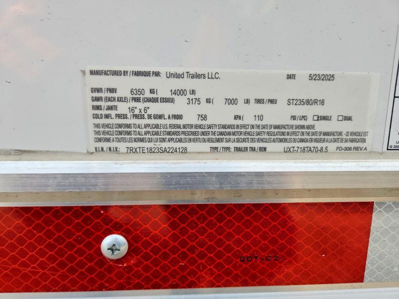 2025 United UXT-718TA70-8.5 Enclosed Cargo Trailer