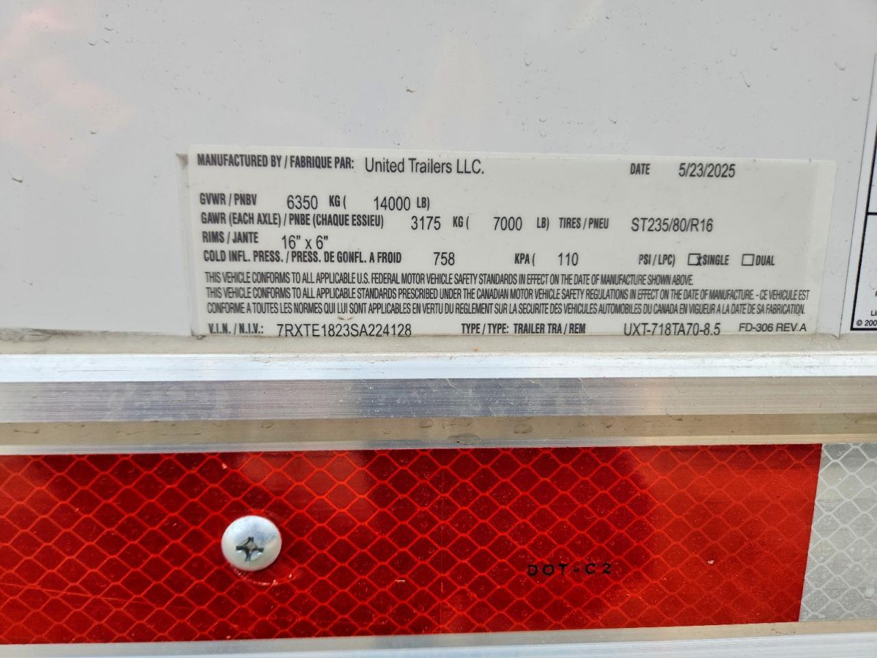 2025 United UXT-718TA70-8.5 Enclosed Cargo Trailer