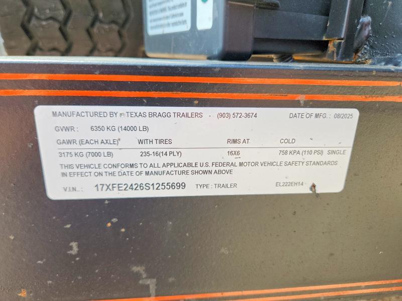 2025 Texas Bragg EL222EH14 Equipment Trailer