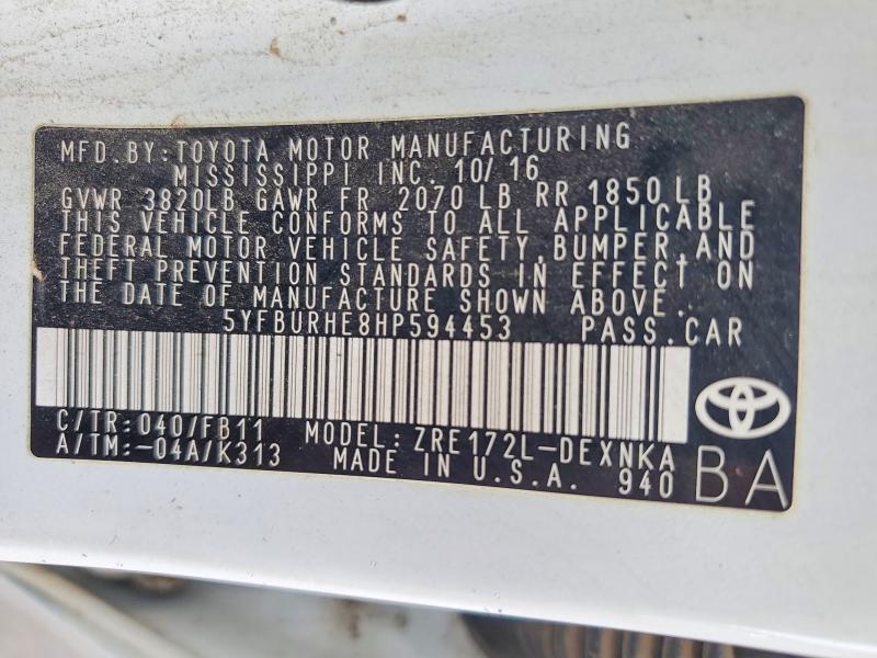 2017 Toyota Corolla le