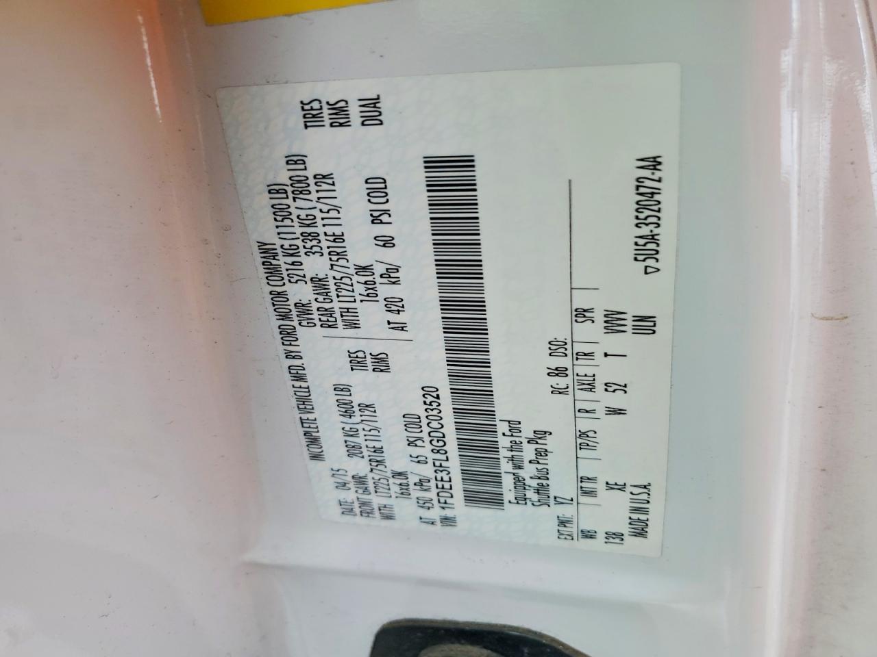 2016 Ford Econoline E350 Super Duty Cutaway Van