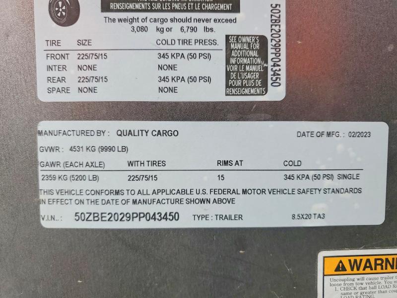 2023 Quality Cargo 8.5X20TA3 Enclosed Cargo Trailer