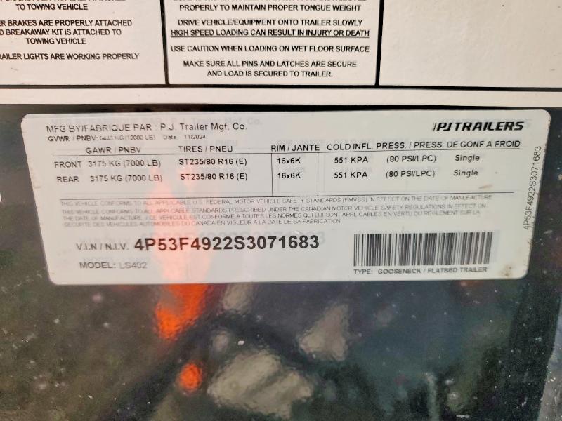 2025 Pj's Trailers 2025 PJ LS402 Flatbed Trailer