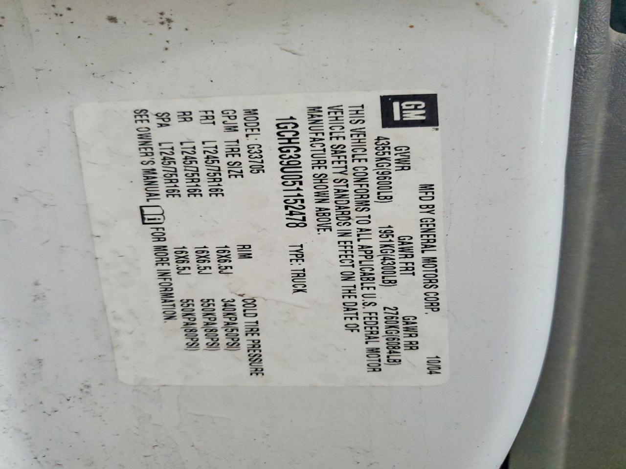 2005 Chevrolet Express 3500 Delivery Truck