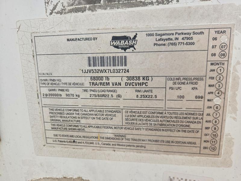 2007 Wabash Dvcvhpc DRY Van Trailer