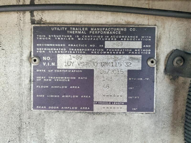 2016 Utility Trailer Manufactu 2016 Utility Refrigerated Van Trailer