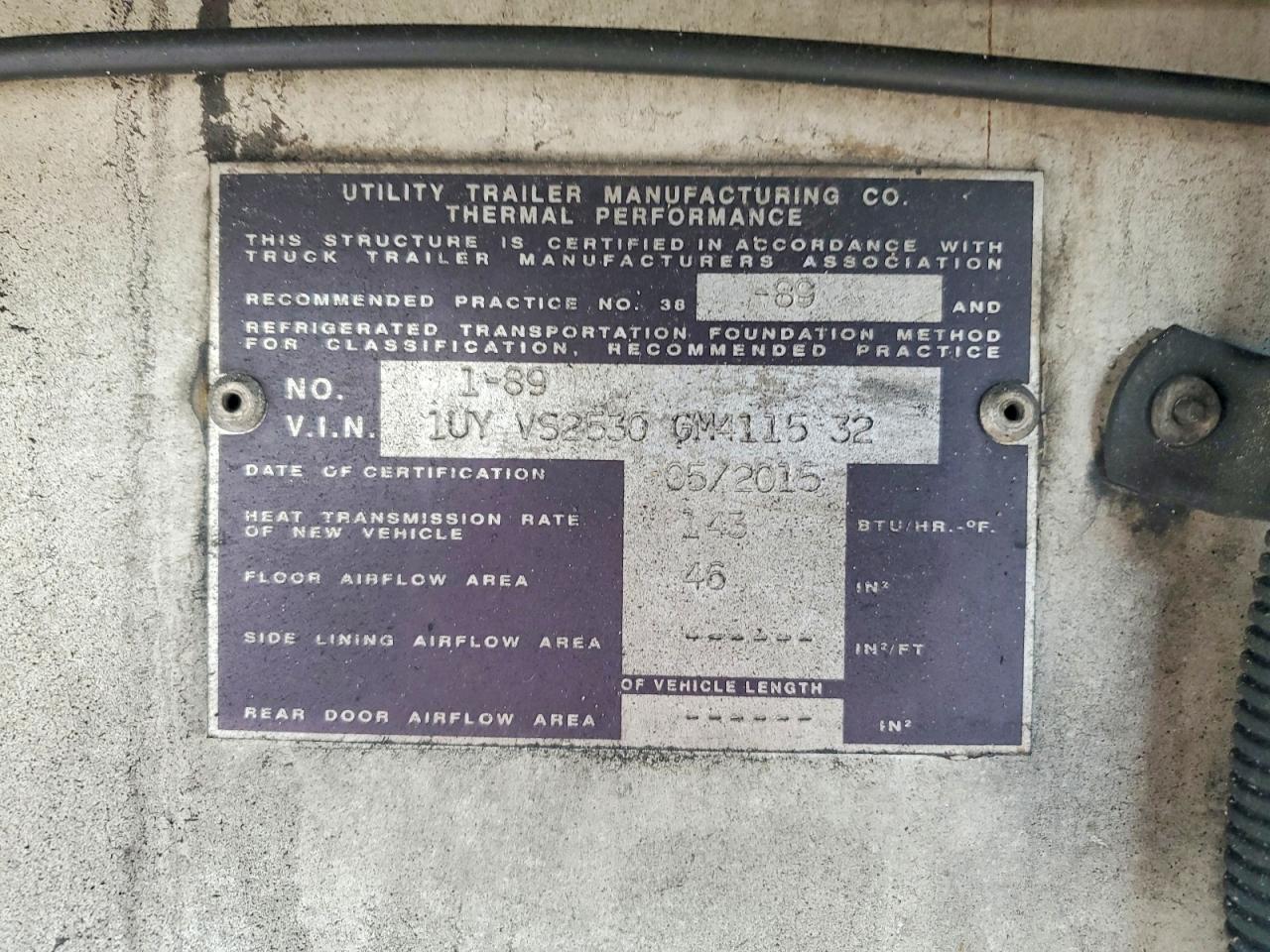 2016 Utility Trailer Manufactu 2016 Utility Refrigerated Van Trailer