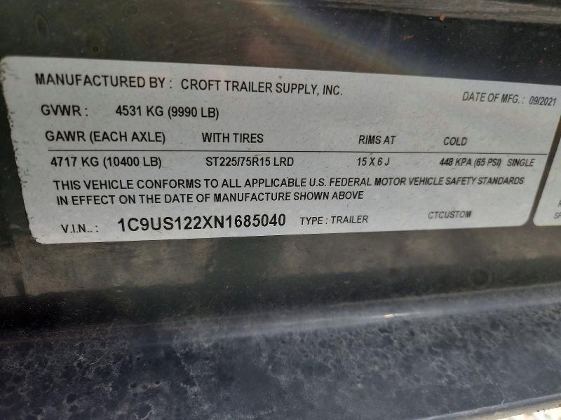 2022 Croft Utility Trailer