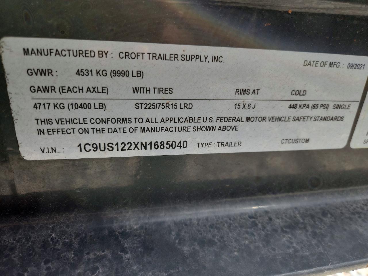 2022 Croft Utility Trailer