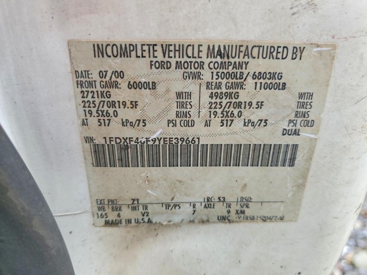 2000 Ford F450 Super Duty Utility / Service Truck