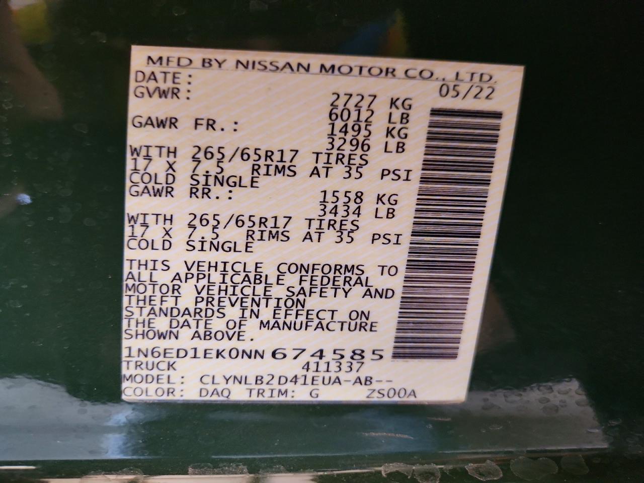 2022 Nissan Frontier SV