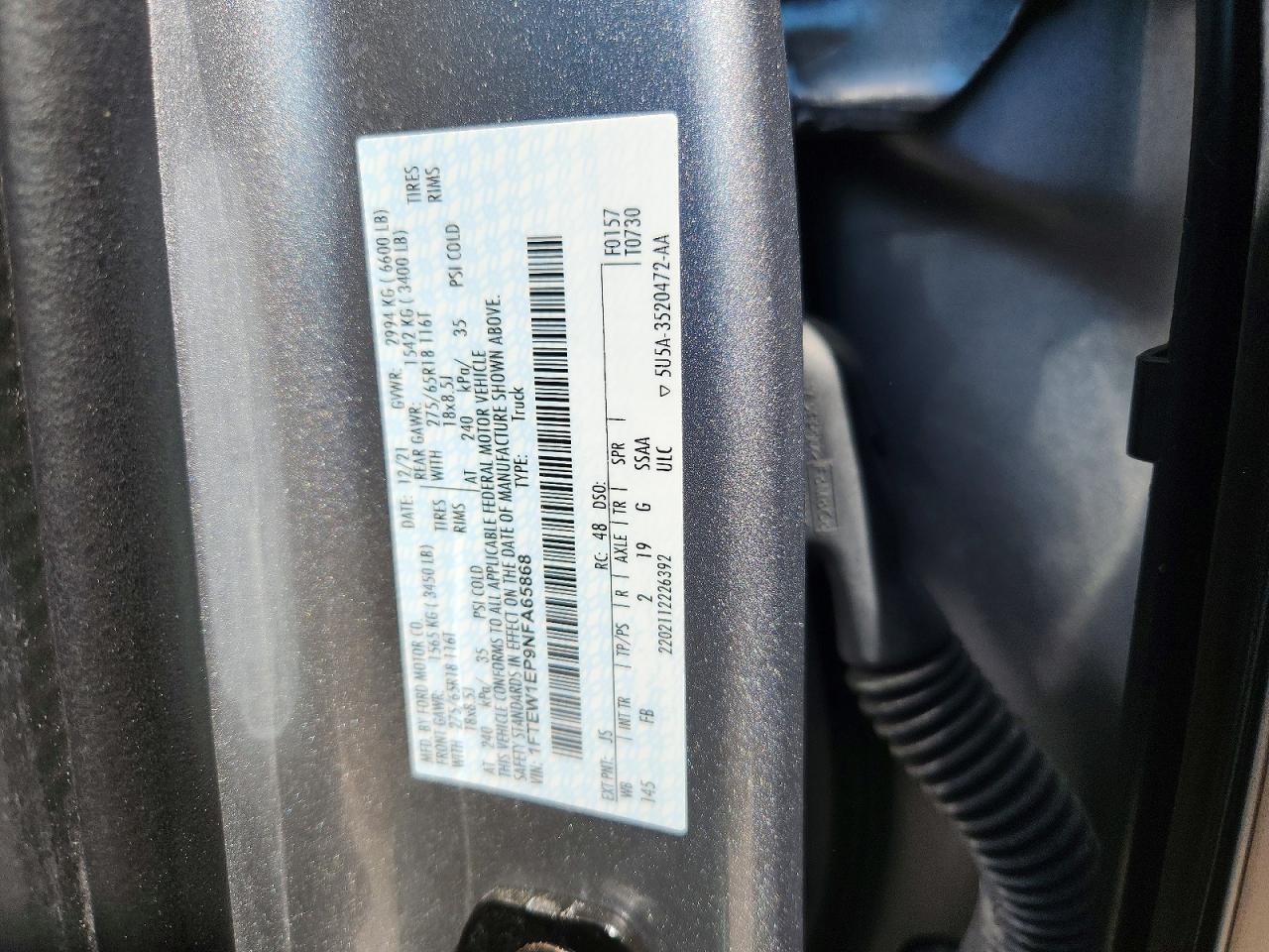 2022 Ford F150 Supercrew