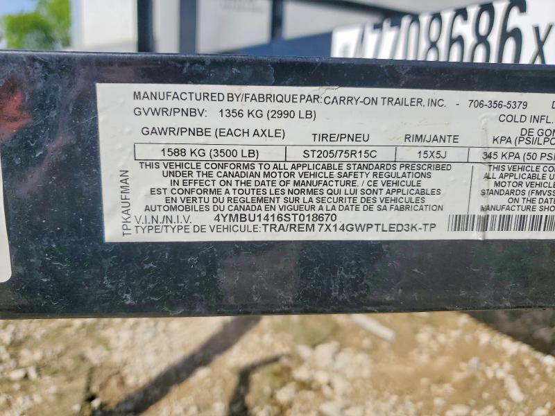 2025 Carry-On 7X14GWPTLED3K-TP Utility Trailer