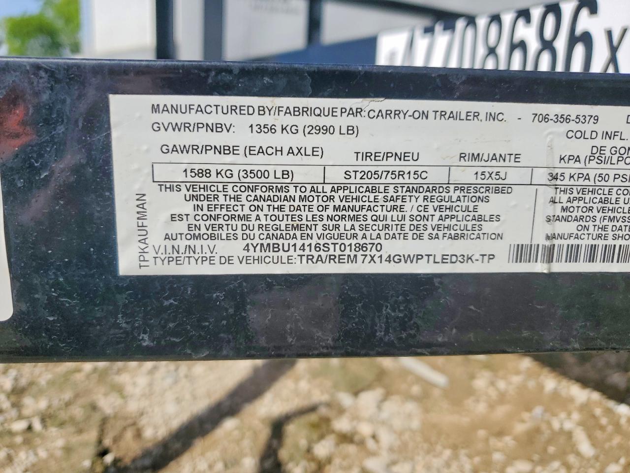 2025 Carry-On 7X14GWPTLED3K-TP Utility Trailer