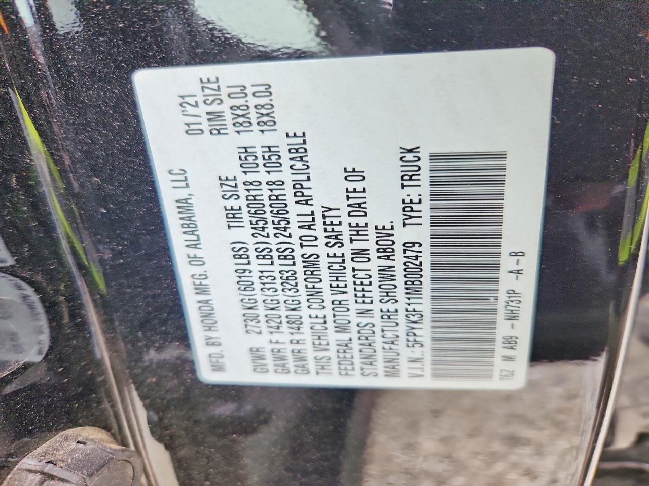 2021 Honda Ridgeline Sport