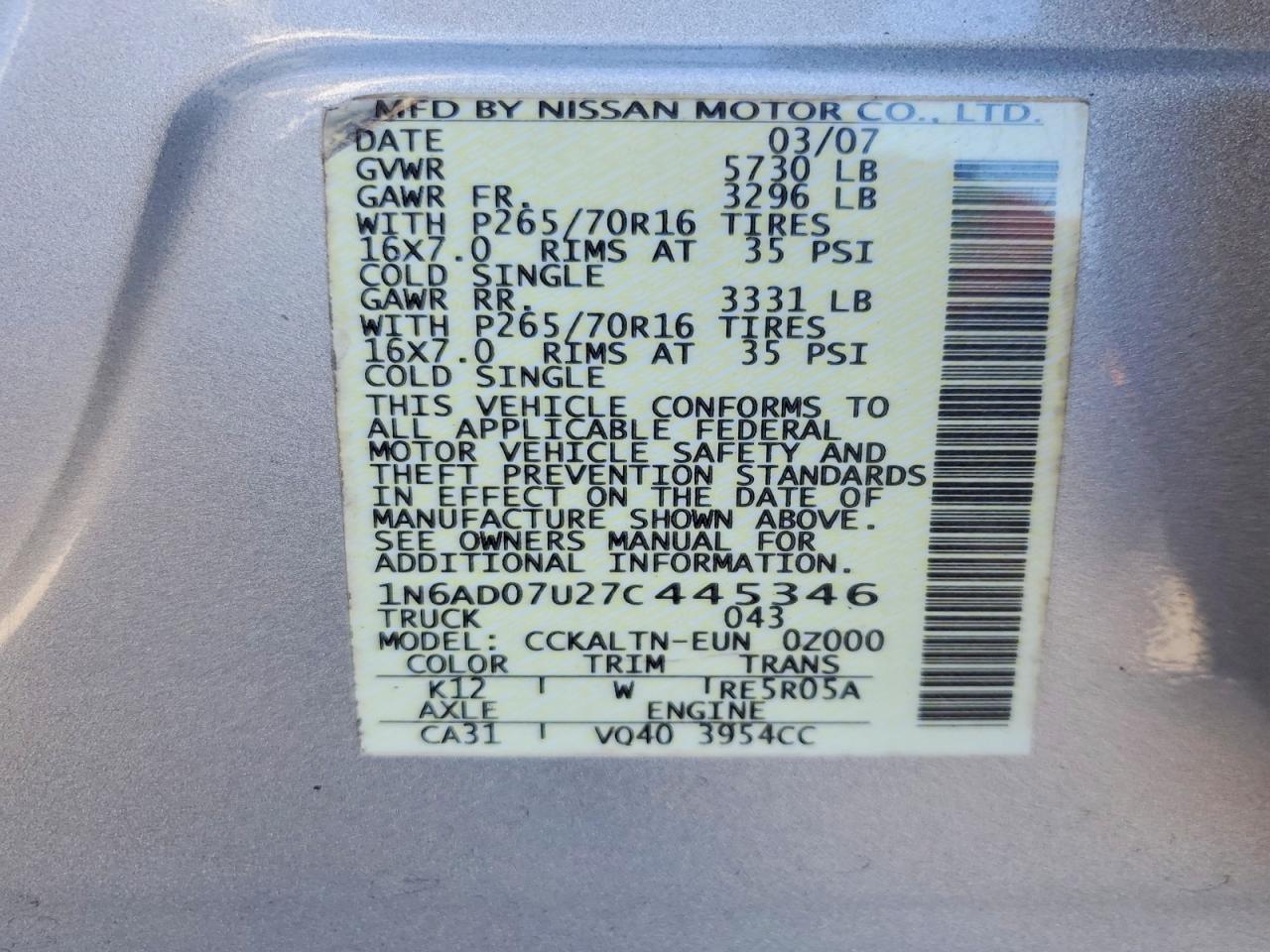 2007 Nissan Frontier SE