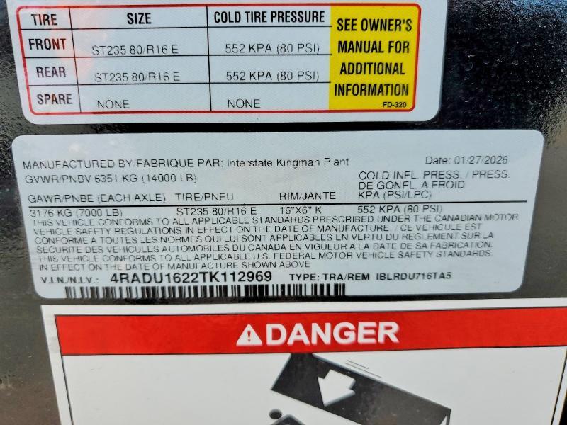 2026 Interstate IBLRDU716TA5 Dump Trailer