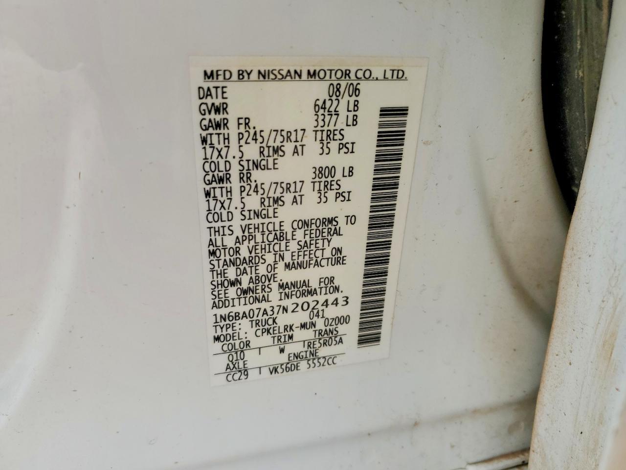 2007 Nissan Titan XE FFV