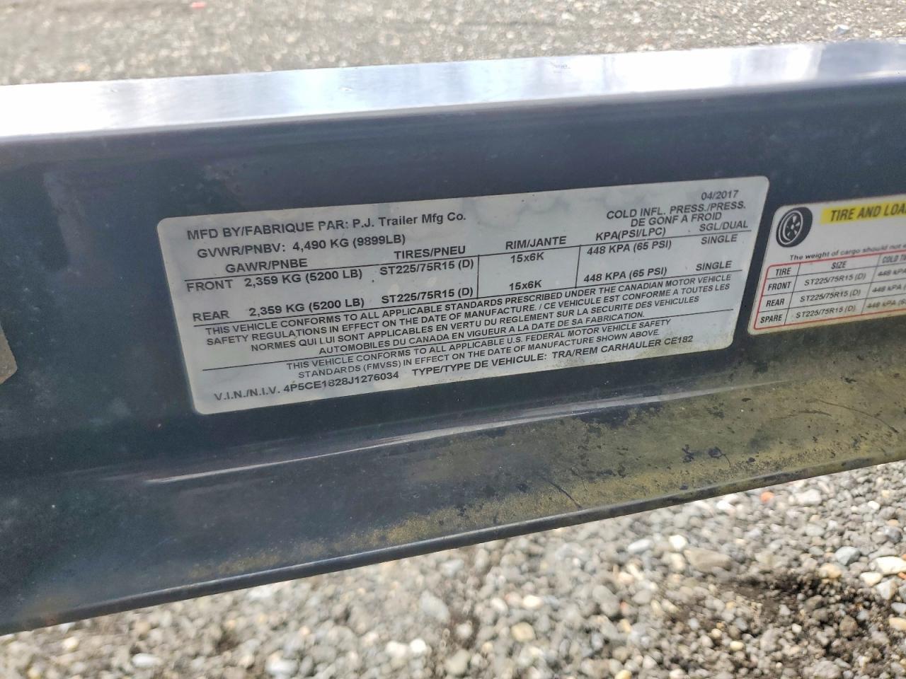 2018 Pj Trailer 2018 PJ CE182 Equipment Trailer