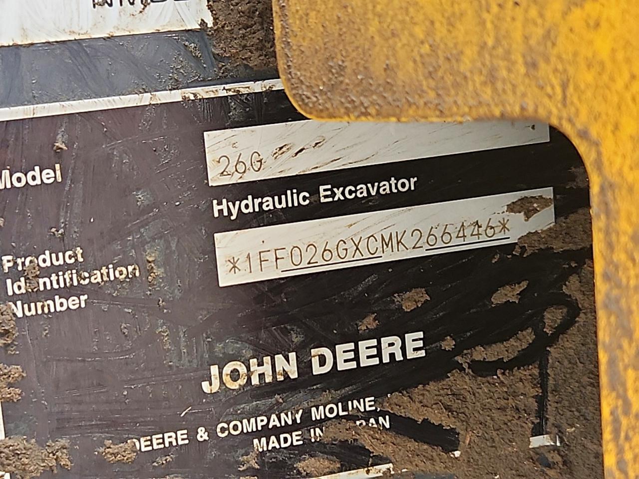 2021 John Deere 26 Mini Excavator
