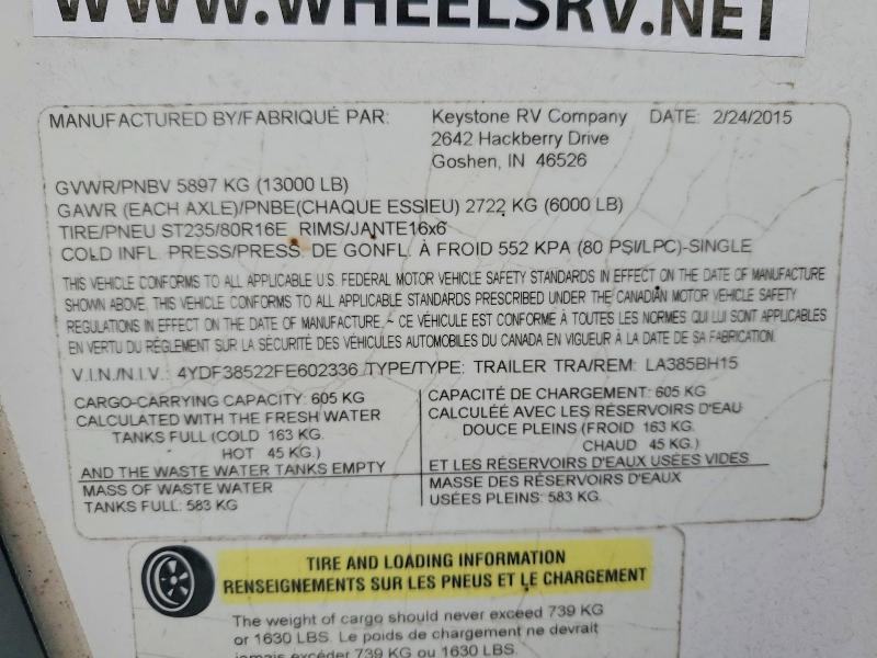 2015 Keystone Recreational Vehicle (RV)-Camper