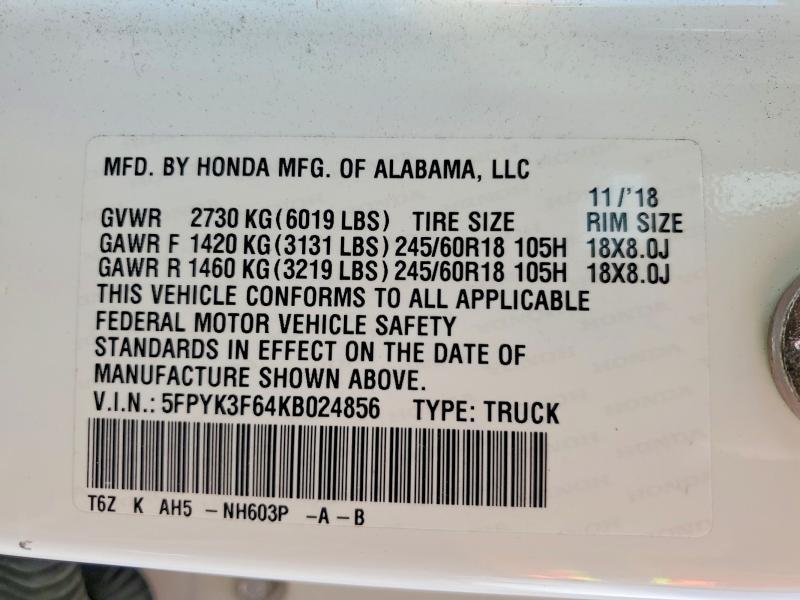 2019 Honda Ridgeline RTL