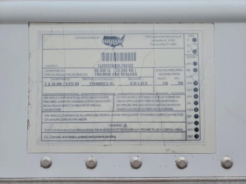 2013 Wabash SH Rfalhsa Refrigerated Van Trailer