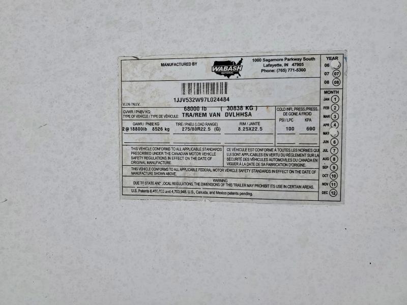 2007 Wabash SH Dvlhhsa DRY Van Trailer