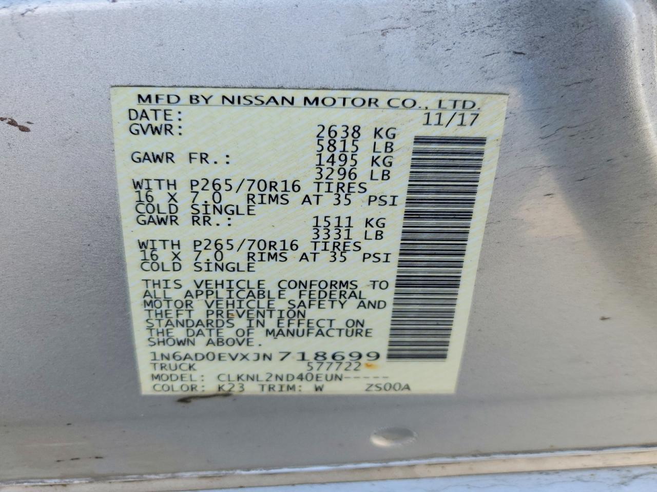 2018 Nissan Frontier SV