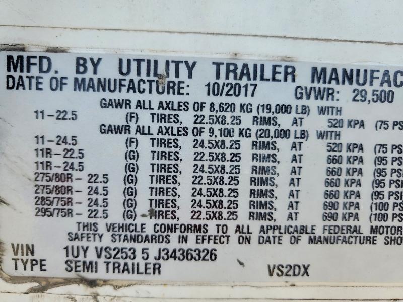 2018 Utility VS2DX DRY Van Trailer