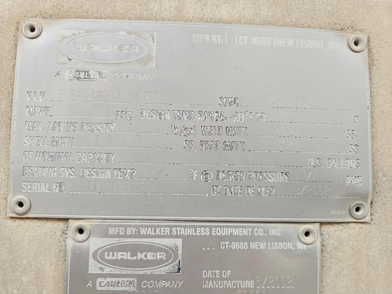 2003 Walker Tank Trailer