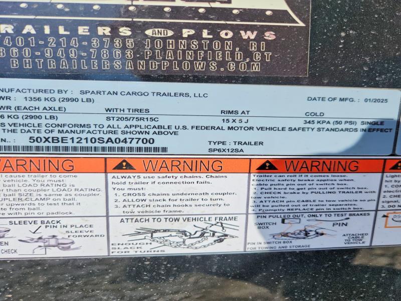 2025 Spartan Cargo SP6X12SA Enclosed Cargo Trailer