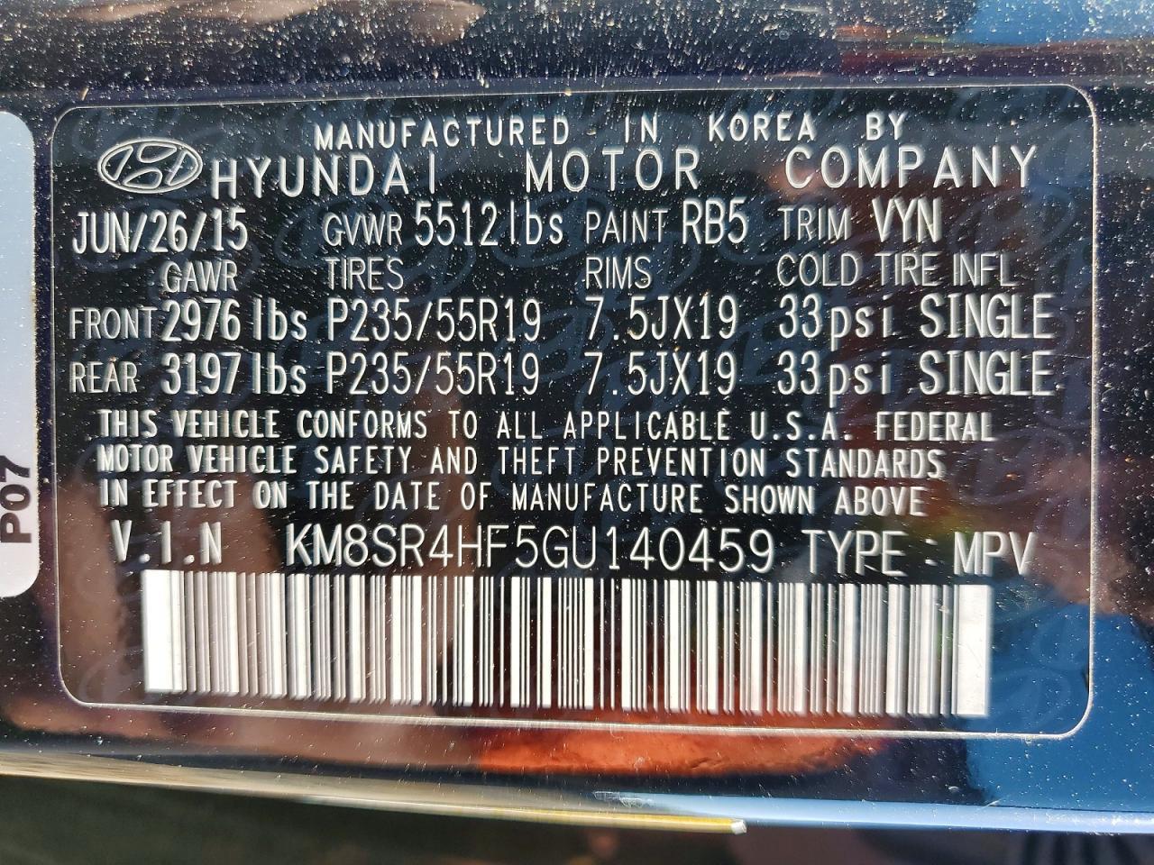 2016 Hyundai Santa fe Limited