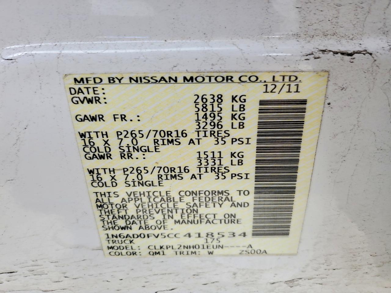 2012 Nissan Frontier SV V6