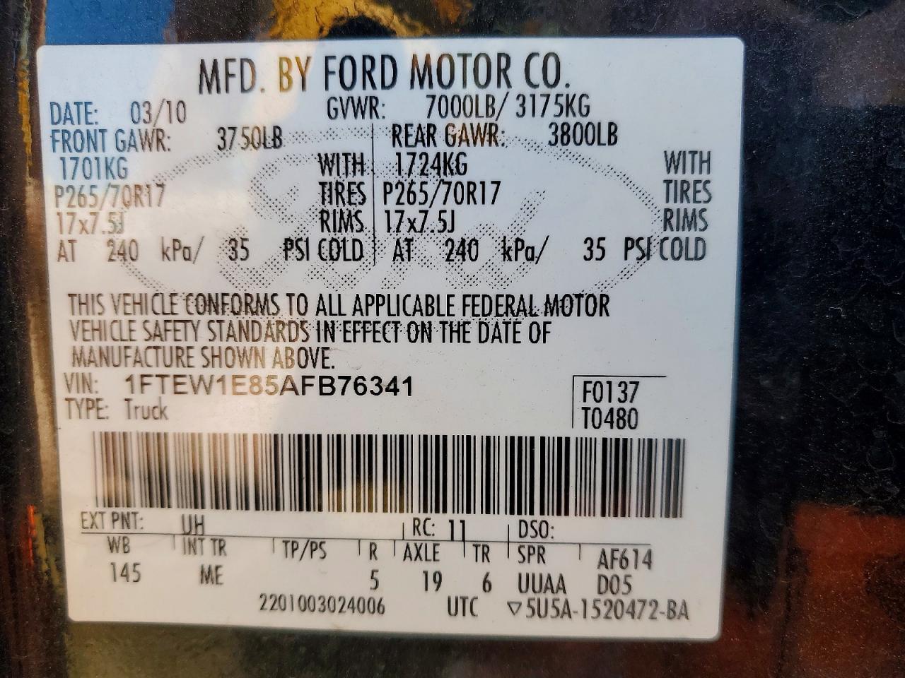2010 Ford F150 Supercrew