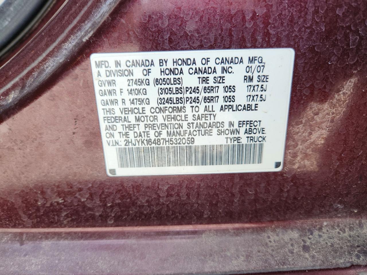 2007 Honda Ridgeline RTS